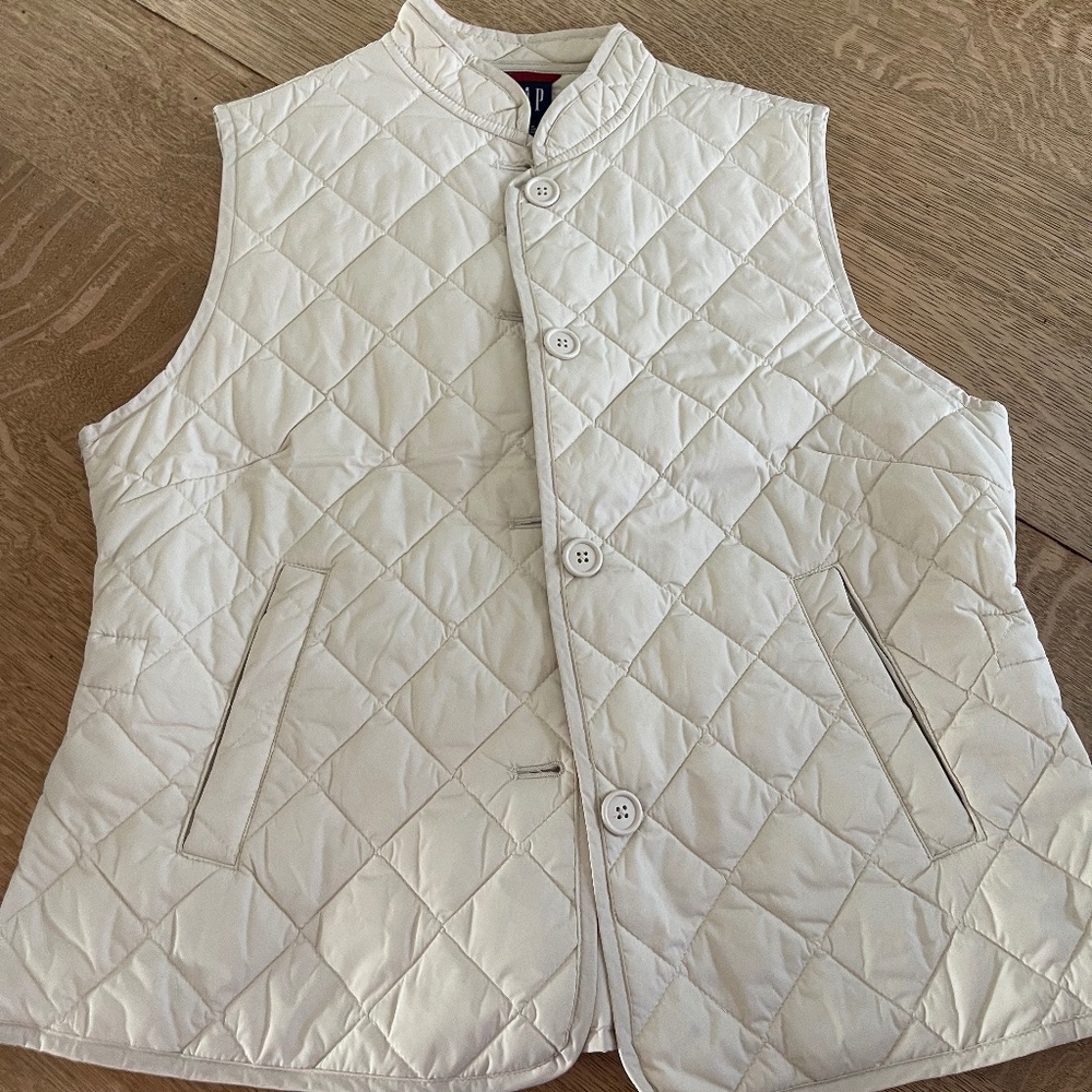 Gap Light Tan Quilted Vest Large